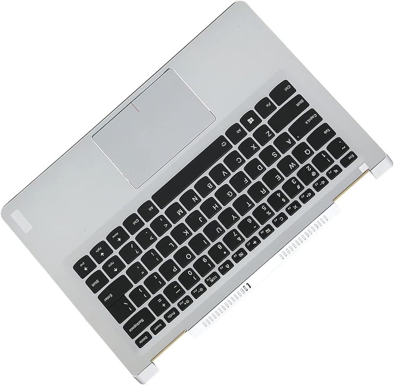 Yoga 710 14 Replacement Backlit Keyboard Silver Palmrest Black Keys - Image 3