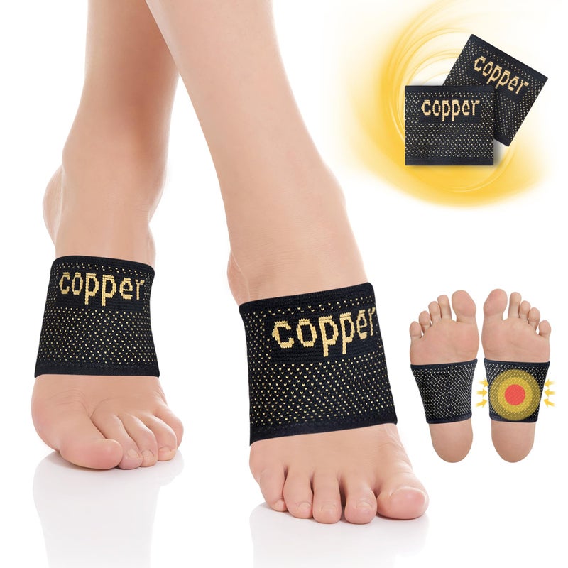 Askfeel Copper Foot Arch Support for Women and Men 2 Pack, Plantar Fasciitis Arch Support Compression Sleeves, Arch Support Braces for Feet Pain Relief, Swelling, Foot Care, Flat & Fallen Arches, High Arch - Image 1