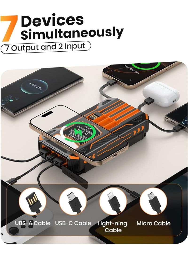 general Solar Charger Power Bank - 48000mAh Wireless Portable Charger Built-in 4 Cables and 4 Solar Panels, PD QC 3.0 Fast Charging USB C Battery Pack with Flashlight for Camping Travel - Image 2