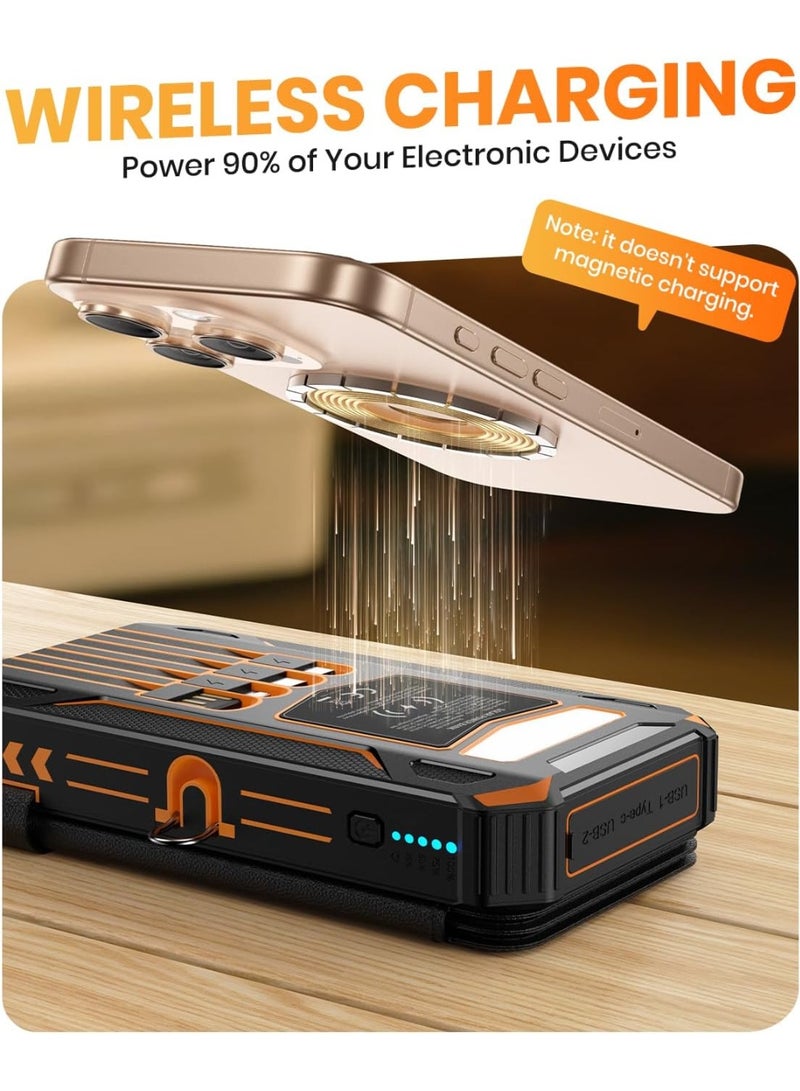 general Solar Charger Power Bank - 48000mAh Wireless Portable Charger Built-in 4 Cables and 4 Solar Panels, PD QC 3.0 Fast Charging USB C Battery Pack with Flashlight for Camping Travel - Image 5