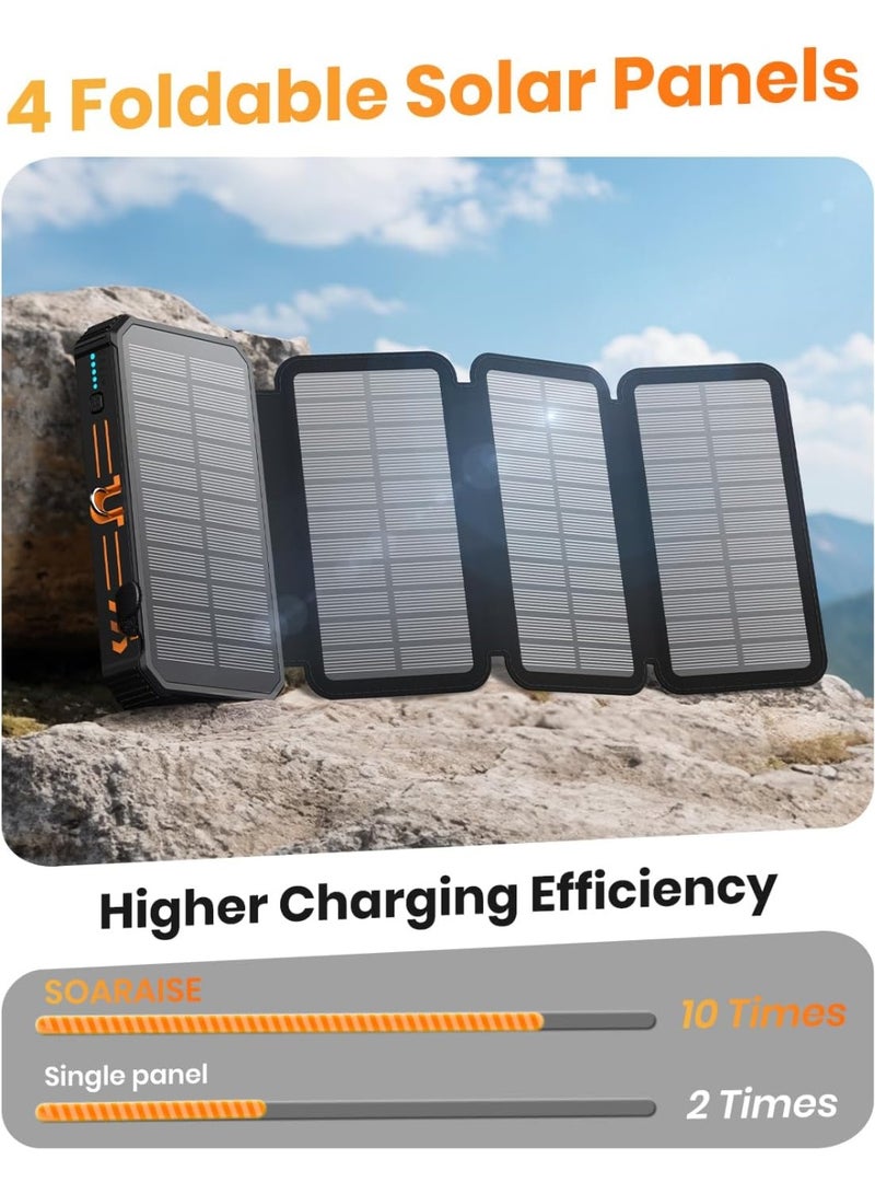 general Solar Charger Power Bank - 48000mAh Wireless Portable Charger Built-in 4 Cables and 4 Solar Panels, PD QC 3.0 Fast Charging USB C Battery Pack with Flashlight for Camping Travel - Image 3