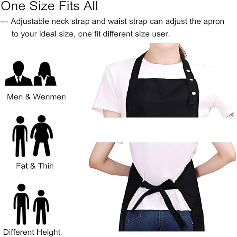 AmaltHryse Chef Apron - Waterdrop Resistant Cotton Canvas with Pockets for Men and Women - Adjustable Black Bib Apron - Image 4