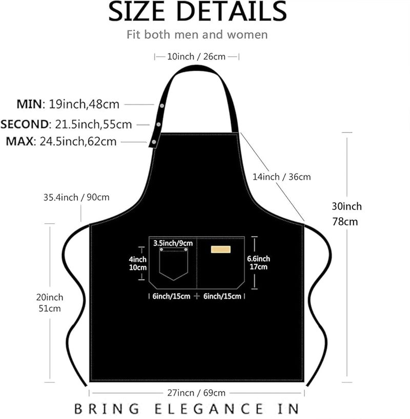 AmaltHryse Chef Apron - Waterdrop Resistant Cotton Canvas with Pockets for Men and Women - Adjustable Black Bib Apron - Image 3