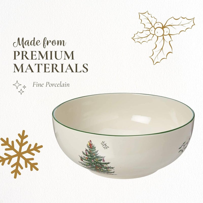 Spode Christmas Tree Round Serving Bowl - 8-Inch Ceramic Bowl for Pasta, Salad, Soup, and Side Dishes - Elegant Porcelain Design, Stackable, Dishwasher & Microwave Safe - Ideal for Holiday Gatherings - Image 4