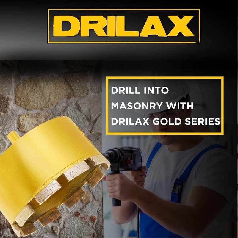 DRILAX 3-1/8 Inch Diamond Masonry Hole Saw | Heavy Duty Sintered Dry Core Bit | for Concrete, Brick, HVAC Vents, AC Pipes, Electrical Conduits | 3/8" Shank - Image 4