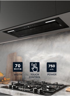 MILLEN 70cm Built In Black Glass Range Hood  - Image 2