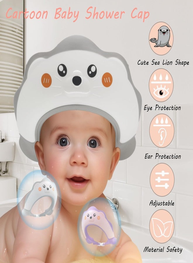 TinyGuardian Baby Shower Cap, Baby Shower Cap Shield, Shower Cap for Kids, Visor Hat for Eye and Ear Protection for 0-9 Years Old Children, Cute Sea Lion shape Makes the Baby Bath More Fun (White) - Image 2