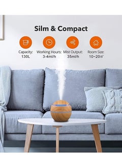Generic Hanso Ultrasonic Aroma Humidifier with Color-Changing LED Lights - 130ml Capacity, Pure Water Atomization Chip, Delightfully Fresh Air for Any Environment (Light Wood)  - Image 2