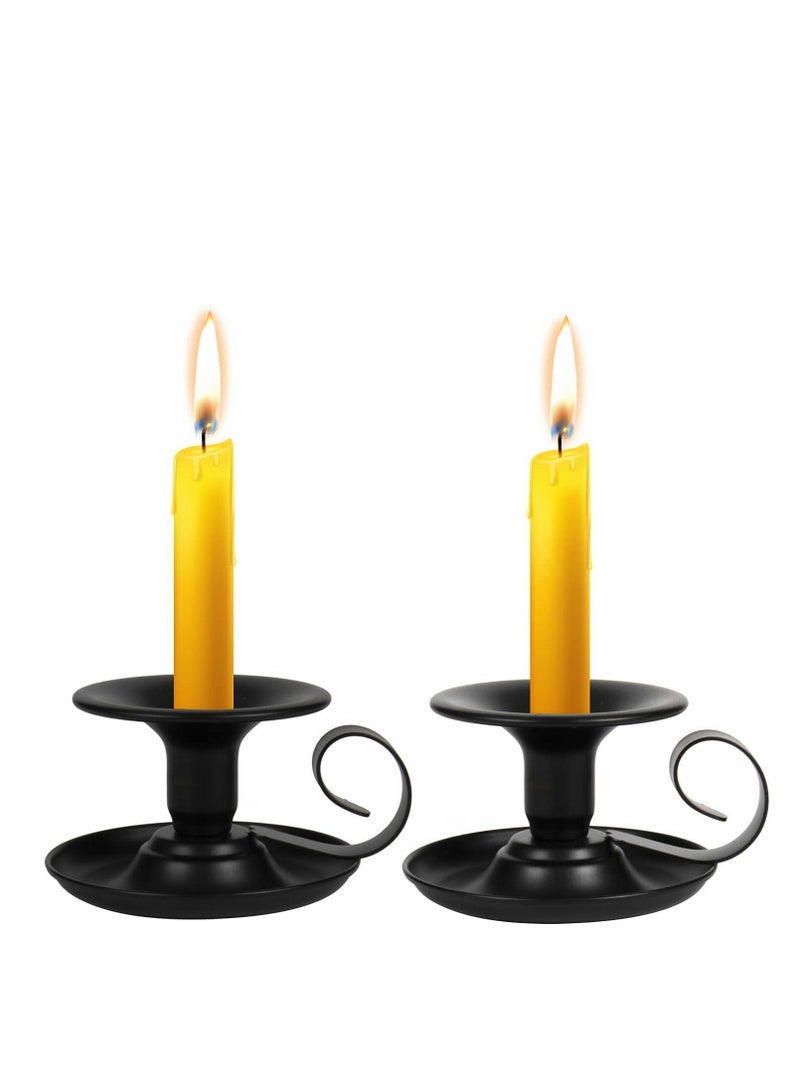 Excefore Taper Candle Stick Holder, Retro Iron Simple Black Candlestick Holders Candlelight Stand for Party Wedding Table Home Decoration 2Pcs - Image 1