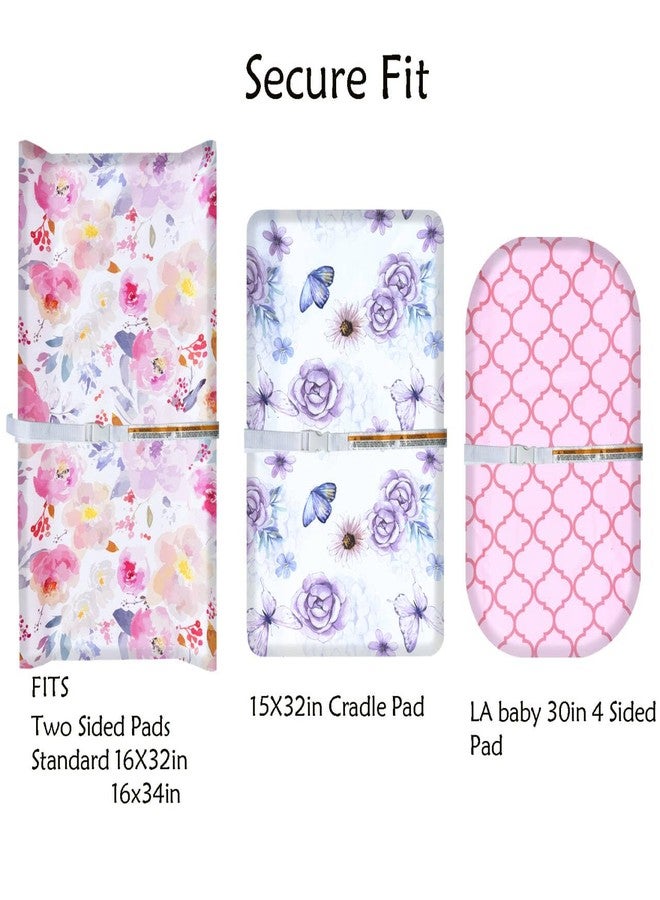 AMROSE 3 Pack Changing Pad Covers, 32" x 16" Ultra Soft Microfiber Diaper Change Table Sheets for Baby Girls, Happy Garden - Image 3