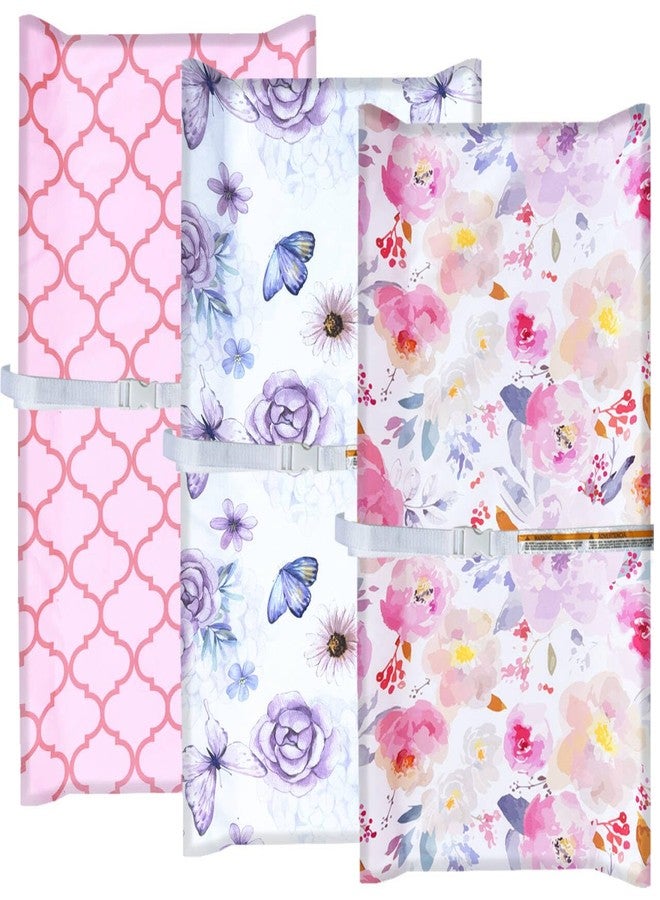 AMROSE 3 Pack Changing Pad Covers, 32" x 16" Ultra Soft Microfiber Diaper Change Table Sheets for Baby Girls, Happy Garden - Image 1