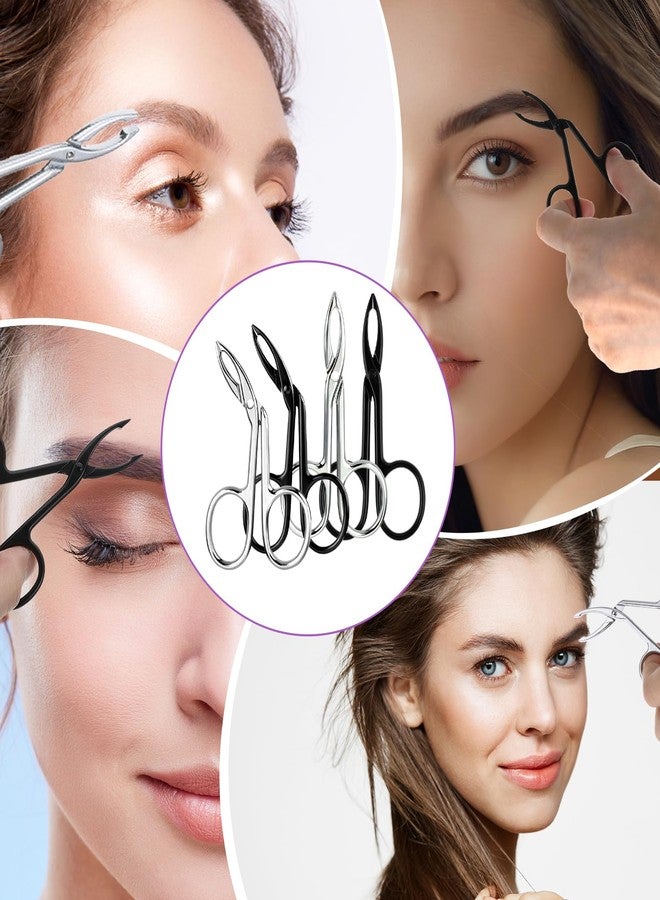 Thrymme 4 Pcs Scissor Tweezers for Eyebrows, Stainless Steel Scissor Tweezers, Straight Tip Scissors And Slanted Tip Tweezer for Facial Hair Care, Precision Trimming & Shaping - Image 3
