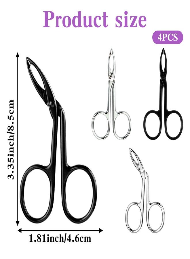 Thrymme 4 Pcs Scissor Tweezers for Eyebrows, Stainless Steel Scissor Tweezers, Straight Tip Scissors And Slanted Tip Tweezer for Facial Hair Care, Precision Trimming & Shaping - Image 2