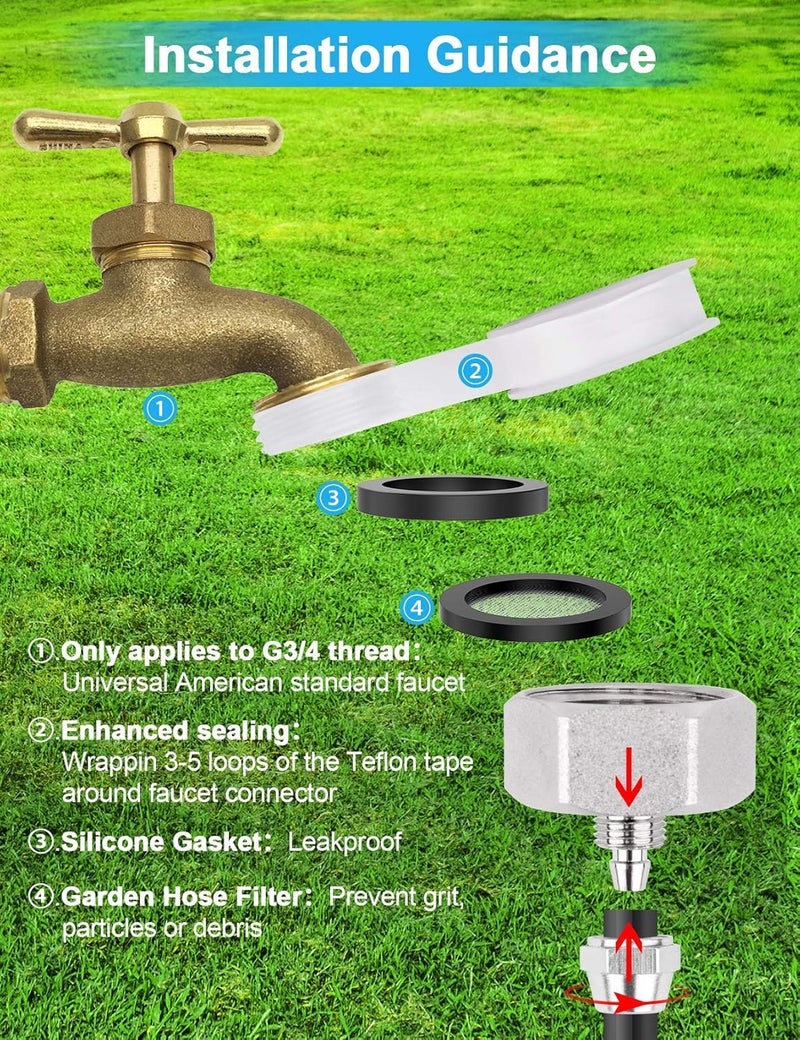 Lekit Misters for Outside Patio 89FT(27.3M)+34 Brass Mist Nozzles+a Brass Adapter(3/4") Detachable Outdoor misting Cooling System for Garden, Waterpark, Greenhouse, Backyard - Image 3