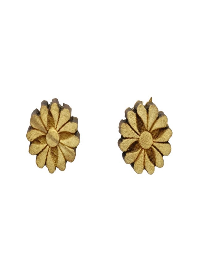 Dev Samagri Original Tulsi Wooden Earrings| Handmade Tops/Tups for Girls & Women - Image 2