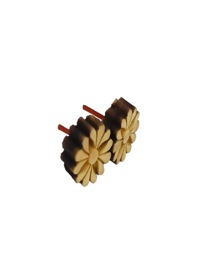 Dev Samagri Original Tulsi Wooden Earrings| Handmade Tops/Tups for Girls & Women - Image 3