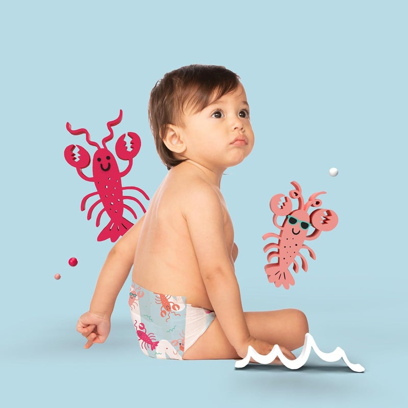 Hello Bello Premium Swim Diapers - Size L (32-40 lbs), Cute Extra-Bright Lobster Designs, 17 Count Jumbo Pack - Image 3