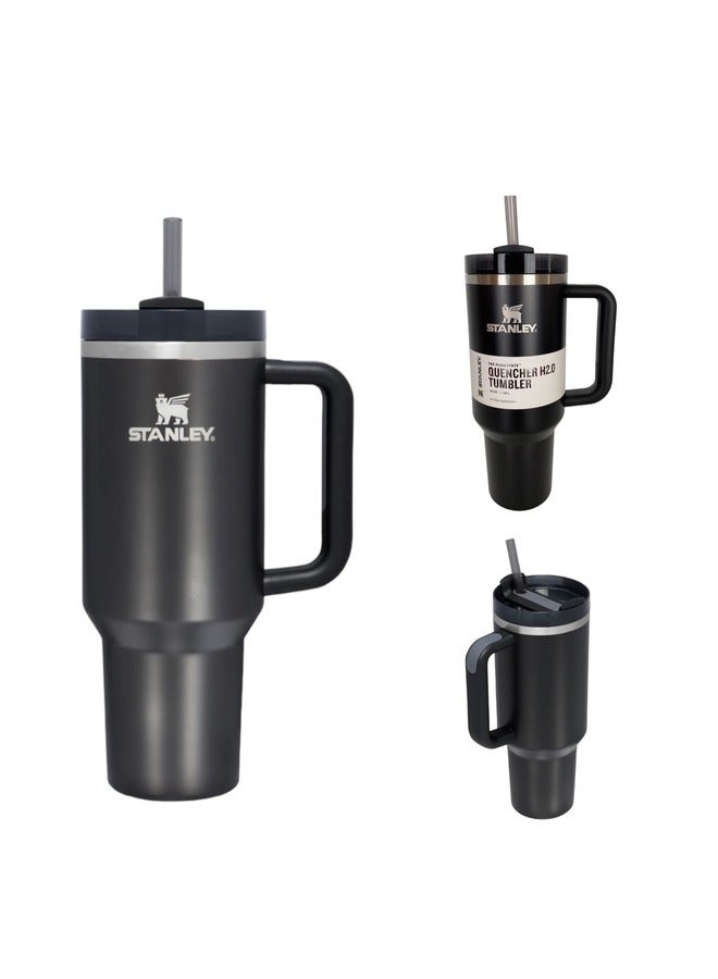 Stanley Quencher H2.0 FlowState 40oz Black Stainless Steel Vacuum Insulated Tumbler with Leakproof Lid & Reusable Straw – Double-Walled Travel Mug Keeps Drinks Cold for 24 Hours/Hot for 7 Hours – Durable, BPA-Free, Eco-Friendly, Perfect for On-the-Go Hydration - Image 4