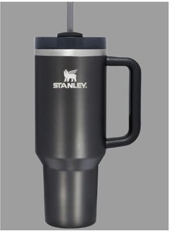 Stanley Quencher H2.0 FlowState Vacuum Insulated Tumbler – 40 oz Black Stainless Steel Travel Mug with Lid & Straw – Double-Walled Leakproof Design – Keeps Drinks Hot/Cold for Hours – Durable & Portable