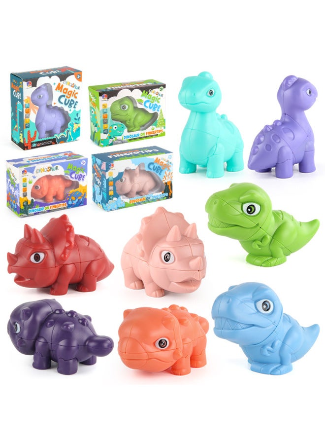 Children's Science And Education Puzzle Second-order Third-order Dinosaur Cube 2-in-1 Suit Smooth Rotating Regular Special-shaped Animal Cube-Color:K168-3C Triceratops Flesh Color + Second-order Rub  - Image 4