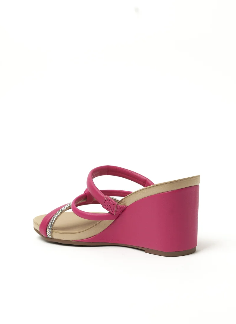 Beira Rio  BEIRA RIO Wedge Sandals for Ladies – PINK Sandals with Slip On | Comfortable PU Upper & TPR Sole for Women | Best Price UAE