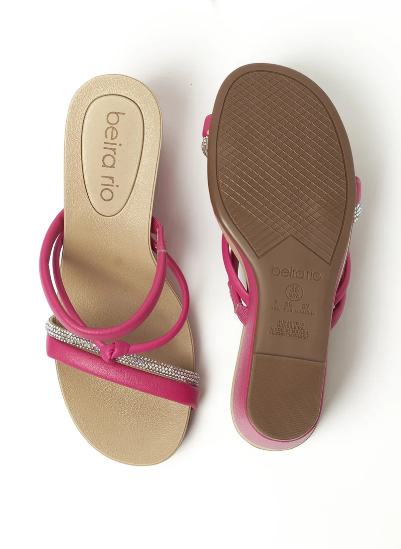 Beira Rio  BEIRA RIO Wedge Sandals for Ladies – PINK Sandals with Slip On | Comfortable PU Upper & TPR Sole for Women | Best Price UAE