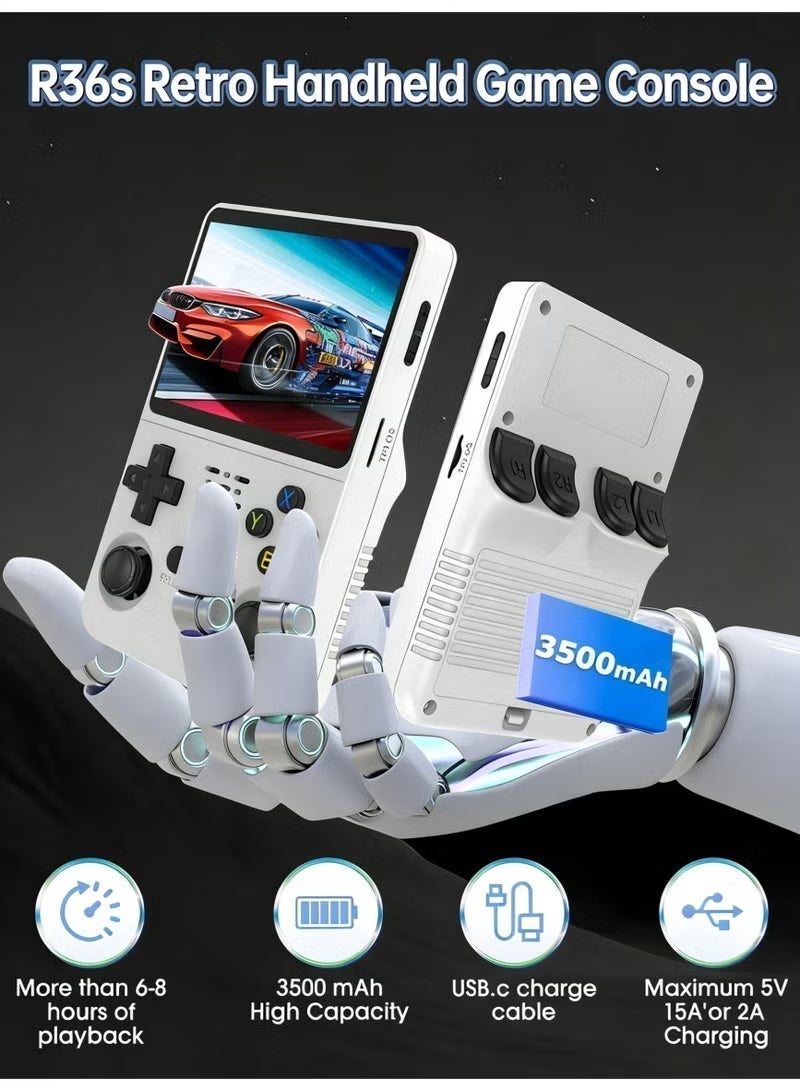 Ump R36S Retro Handheld Game Console, Video Game Console,Portable Pocket Arcade,Built-in 128G,with 36000+ Games, 3.5 Inch IPS Display, Open Source Linux Emulator System, Portable Pocket Arcade, OTG Supported, Expandable to 256GB, Birthday/Holiday Gifts - Image 4