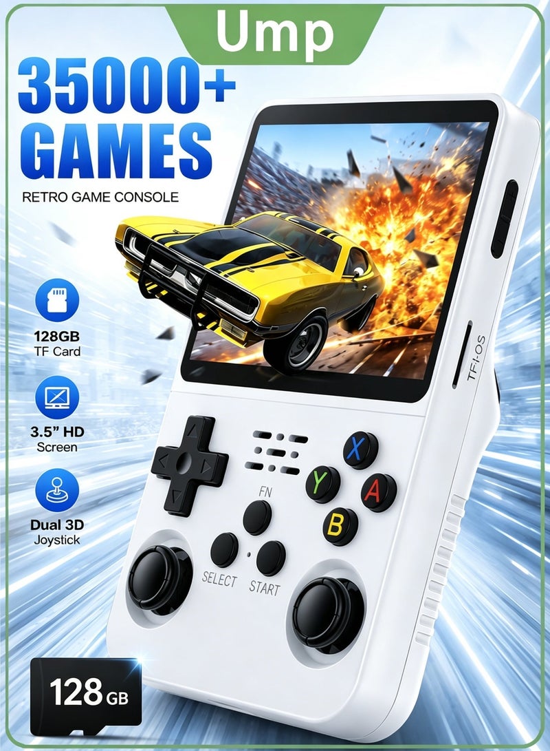 Ump R36S Retro Handheld Game Console, Video Game Console,Portable Pocket Arcade,Built-in 128G,with 36000+ Games, 3.5 Inch IPS Display, Open Source Linux Emulator System, Portable Pocket Arcade, OTG Supported, Expandable to 256GB, Birthday/Holiday Gifts - Image 1