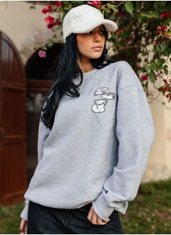 Grey Oversized Sweatshirt with Abstract Embroidery - pzsku/Z3D178B0839AE4F684775Z/45/_/1739706642/0f891b12-8019-49ad-a796-6e6a15c39b13