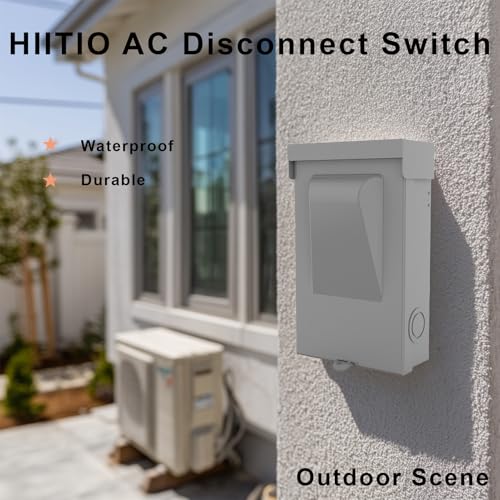 HIITIO 240VAC 60 Amp Non-Fused AC Disconnect Box, Outdoor Waterproof Metal Enclosure with Pull-Out Switch - for Home & Light Commercial HVAC, Condensing Units & Air Conditioning Systems - UL Listed - Image 4