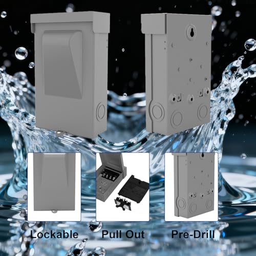 HIITIO 240VAC 60 Amp Non-Fused AC Disconnect Box, Outdoor Waterproof Metal Enclosure with Pull-Out Switch - for Home & Light Commercial HVAC, Condensing Units & Air Conditioning Systems - UL Listed - Image 2