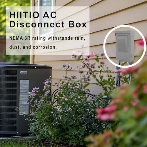 HIITIO 240VAC 60 Amp Non-Fused AC Disconnect Box, Outdoor Waterproof Metal Enclosure with Pull-Out Switch - for Home & Light Commercial HVAC, Condensing Units & Air Conditioning Systems - UL Listed - Image 3