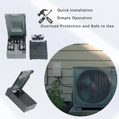 HIITIO 240VAC 60 Amp Non-Fused AC Disconnect Box, Outdoor Waterproof Metal Enclosure with Pull-Out Switch - for Home & Light Commercial HVAC, Condensing Units & Air Conditioning Systems - UL Listed - Image 5
