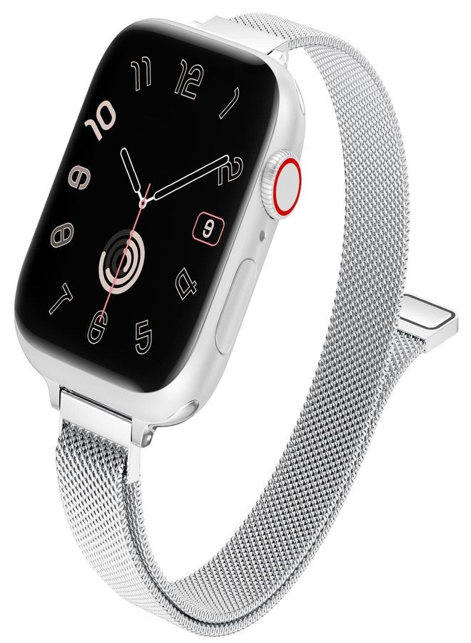 MARGE PLUS Slim Milanese Loop Compatible with Apple Watch Band for women 41mm 40mm 38mm 42mm 46mm 45mm 44mm, Stainless Steel Magnetic Mesh Strap work on iWatch Series 11 10 9 8 7 6 5 4 3 & SE 3 2 1 - Image 1