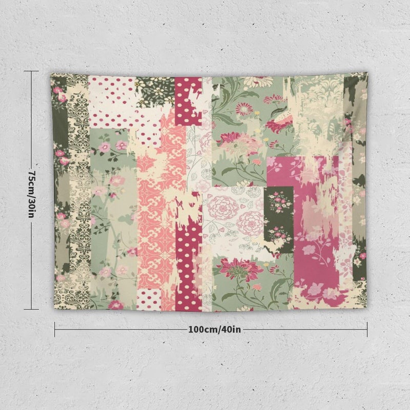 Kurtect Patchwork Flower Tapestry,Abstract Colorful Floral Retro Style Hand Drawn Tapestries for Party Beach Picnic Blankets Tablecloths Living Room Wall Deocr, 30x40 in - Image 2