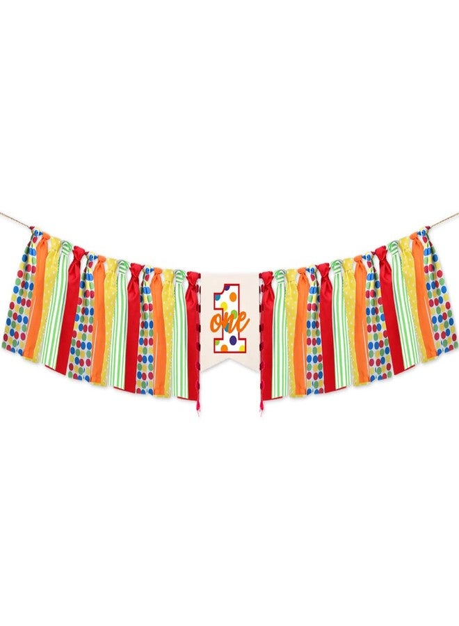 Bchinb High Chair Banner One Year Old Birthday Decoration, Burlap Red Sesame Street Theme First Birthday Party Supplies - Image 1