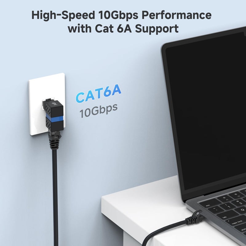 Cable Matters 2-Pack 10Gbps 360Â° Rotatable Cat 6A Right Angle Ethernet Adapter, Cat6A RJ45 Ethernet Adapter Male to Female - Image 3