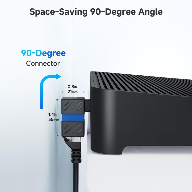 Cable Matters 2-Pack 10Gbps 360Â° Rotatable Cat 6A Right Angle Ethernet Adapter, Cat6A RJ45 Ethernet Adapter Male to Female - Image 4
