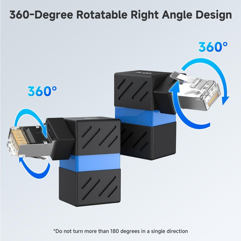 Cable Matters 2-Pack 10Gbps 360Â° Rotatable Cat 6A Right Angle Ethernet Adapter, Cat6A RJ45 Ethernet Adapter Male to Female - Image 2