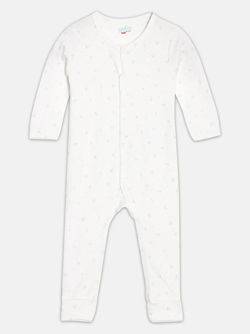 Broon Broon Infant Boys White and Red Printed Organic Cotton Sleepsuit Pack of 2