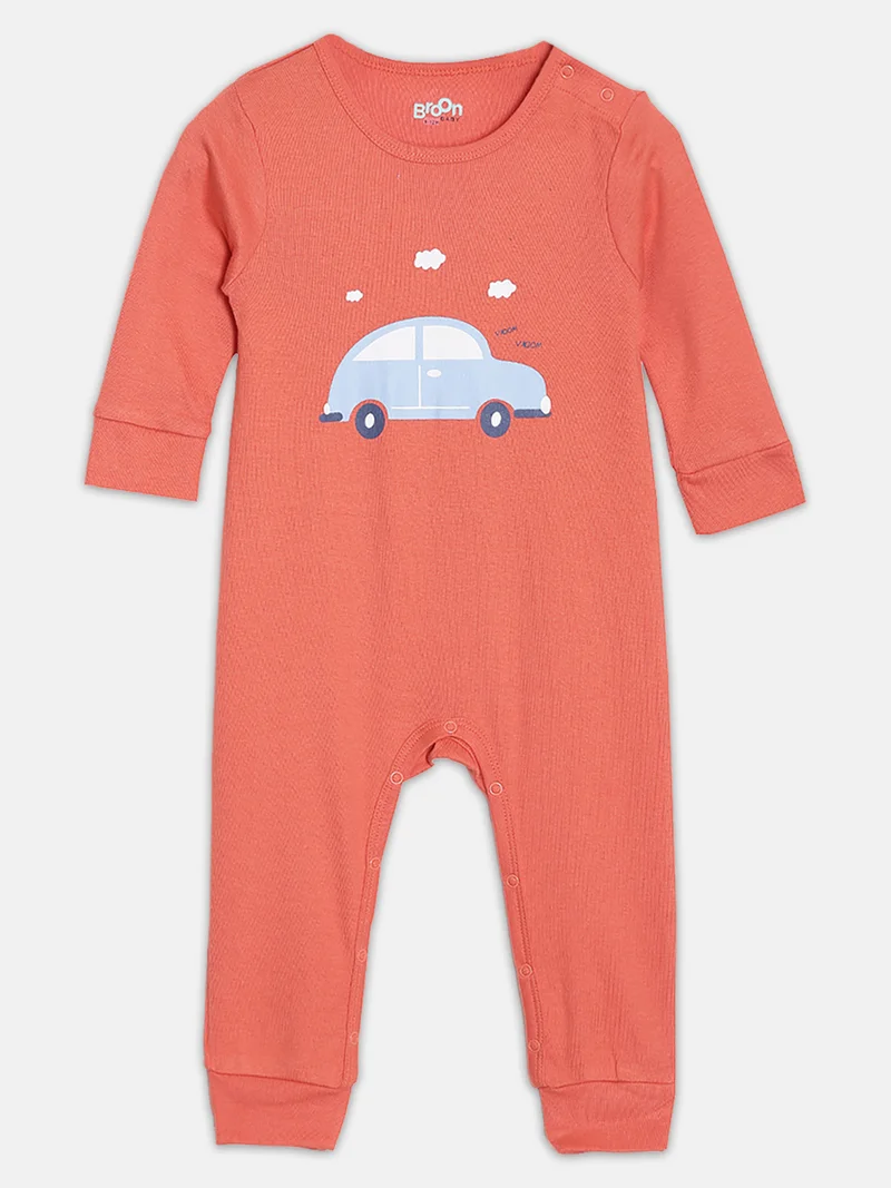 Broon Broon Infant Boys White and Red Printed Organic Cotton Sleepsuit Pack of 2