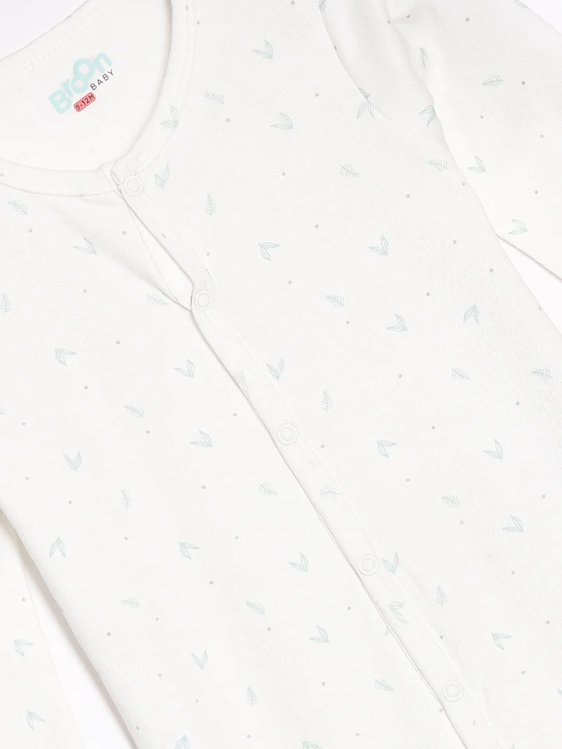 Broon Broon Infant Boys White and Red Printed Organic Cotton Sleepsuit Pack of 2