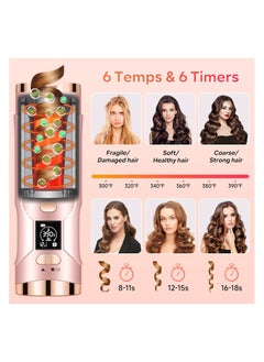General Automatic curling iron, wireless automatic curling iron with 6 temperature and timer, rechargeable and portable rotating curling iron styling tool with built-in 5000mAh battery  - Image 2