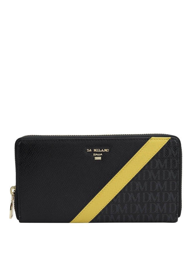 Da Milano Zip Leather Wallet for Women - Black - Image 1