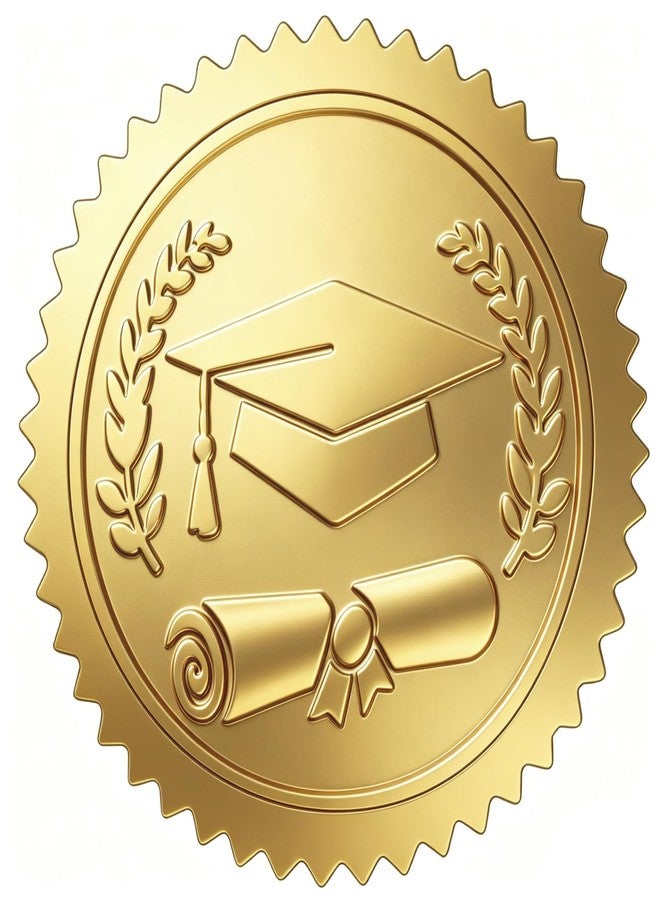 G2PLUS Graduation Stickers, 300PCS Gold Foil Embossed Graduation Cap Stickers, 1.5in Class of 2026 Label Sticker for Envelopes Seals, Diplomas Certificates Congrats Grad Party Favors - Image 1