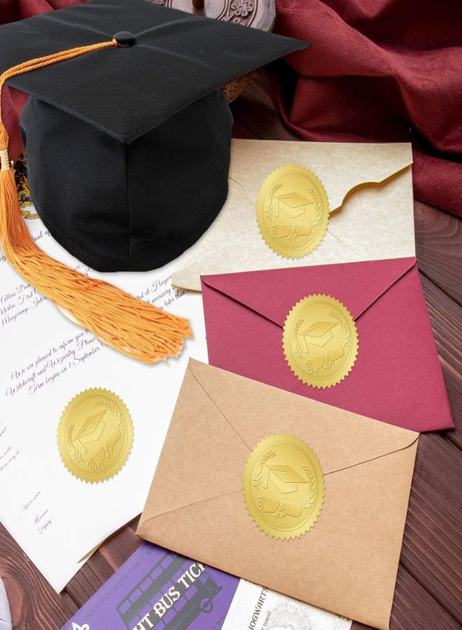 G2PLUS Graduation Stickers, 300PCS Gold Foil Embossed Graduation Cap Stickers, 1.5in Class of 2026 Label Sticker for Envelopes Seals, Diplomas Certificates Congrats Grad Party Favors - Image 4