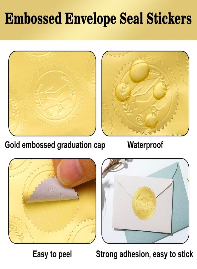 G2PLUS Graduation Stickers, 300PCS Gold Foil Embossed Graduation Cap Stickers, 1.5in Class of 2026 Label Sticker for Envelopes Seals, Diplomas Certificates Congrats Grad Party Favors - Image 3