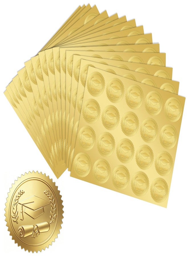 G2PLUS Graduation Stickers, 300PCS Gold Foil Embossed Graduation Cap Stickers, 1.5in Class of 2026 Label Sticker for Envelopes Seals, Diplomas Certificates Congrats Grad Party Favors - Image 2