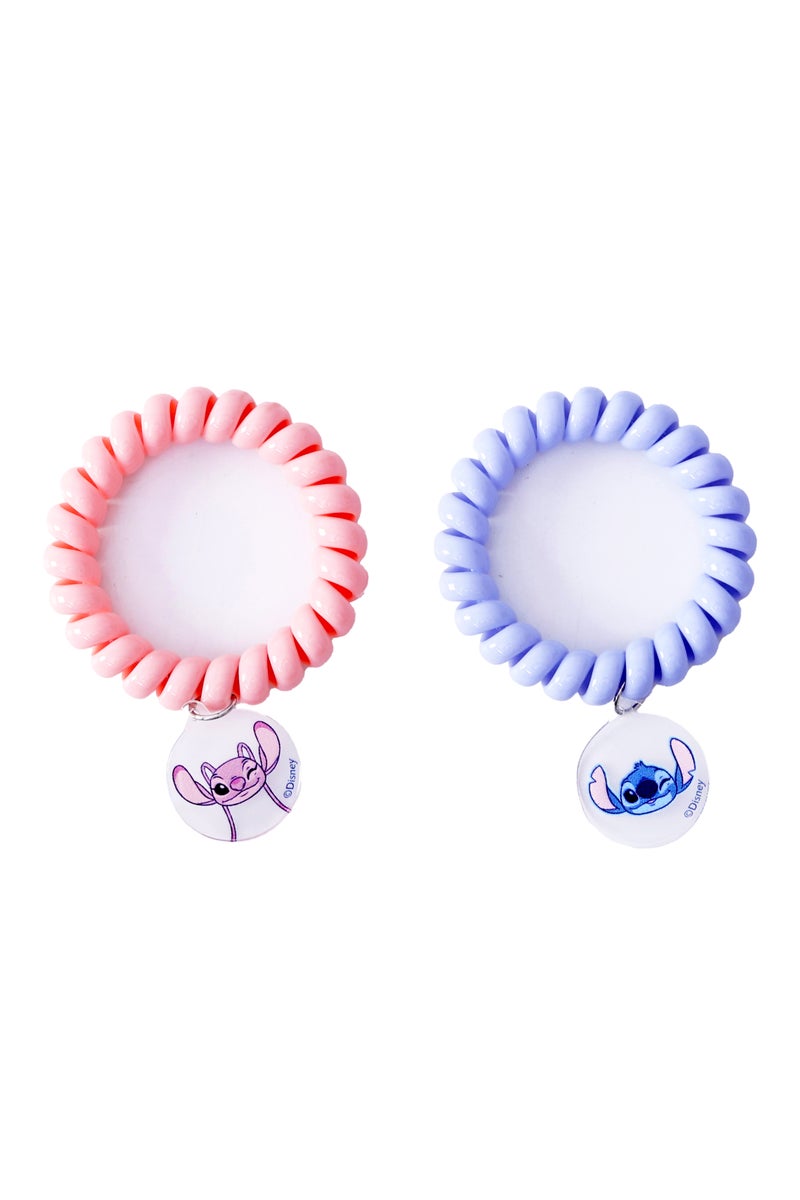 Disney Disney - Stitch - Spiral Hair Ties With Round PVC Charms - Pack Of 2  - Image 3