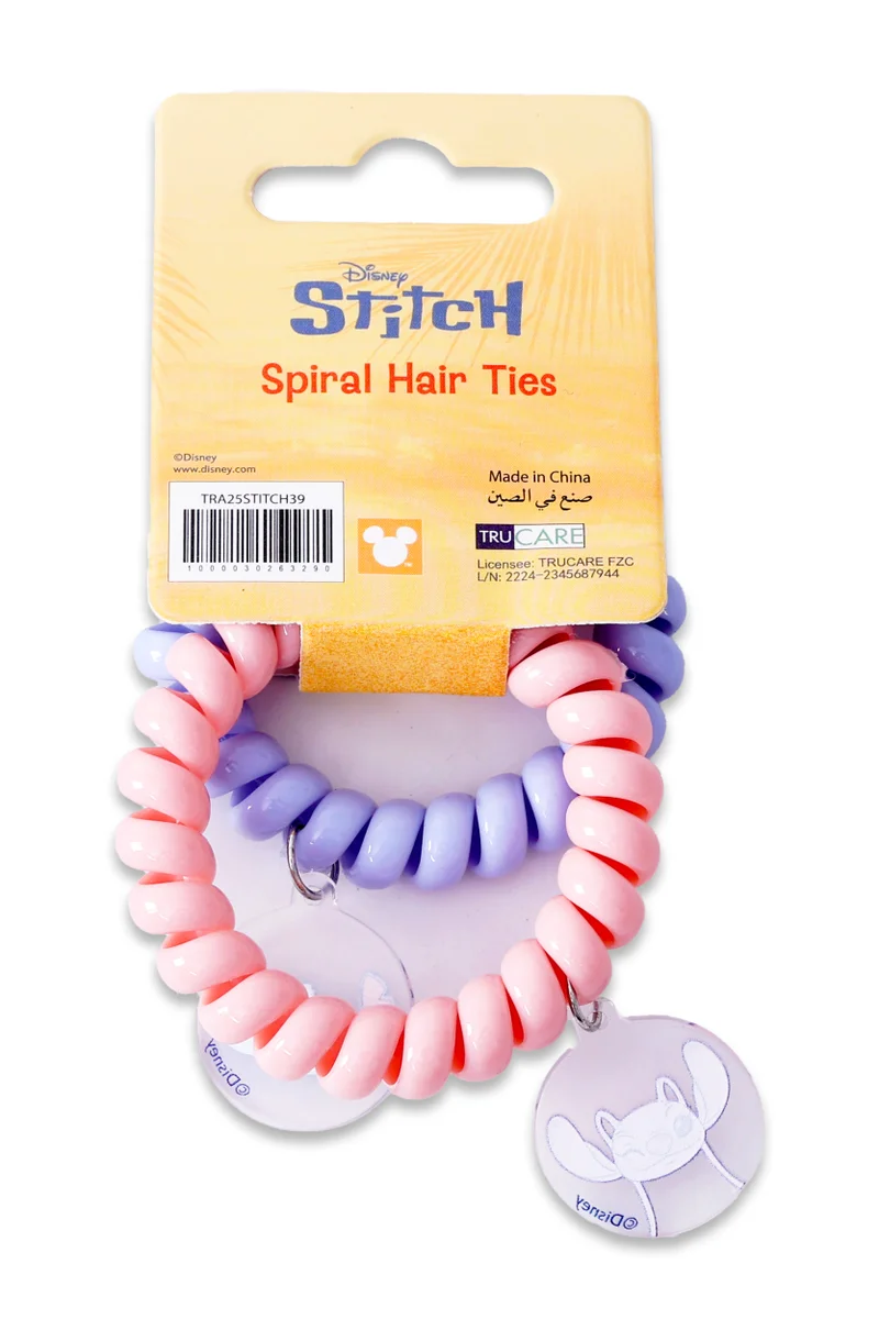 ديزني Disney - Stitch - Spiral Hair Ties With Round PVC Charms - Pack Of 2